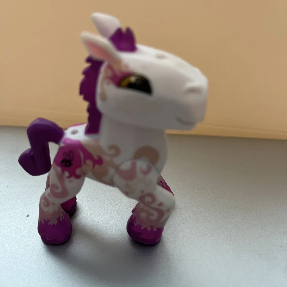 Littlest Pet Shop LPS White and Pink Horse Figure with Swirl Design, Age 3-7